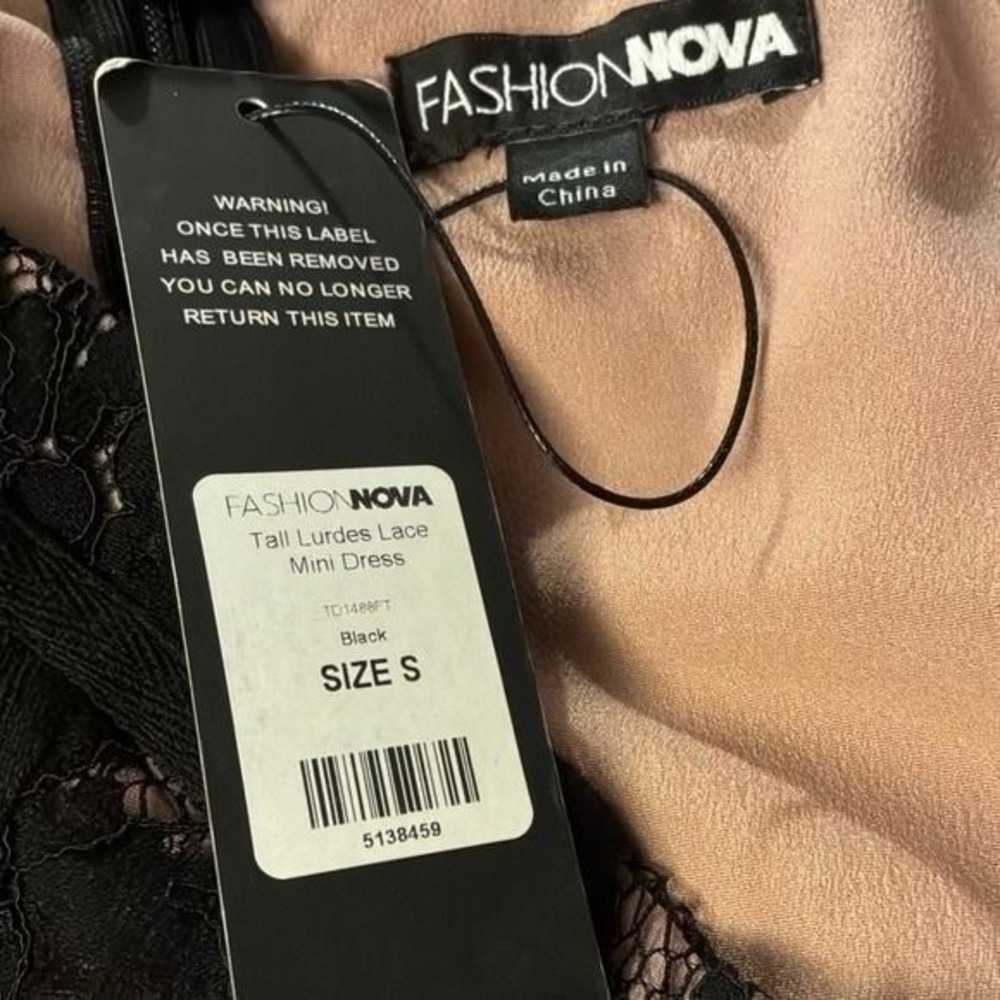 Fashion Nova Small Black Lace Mini Dress Corset Lined NWT Party - Picture 5 of 5